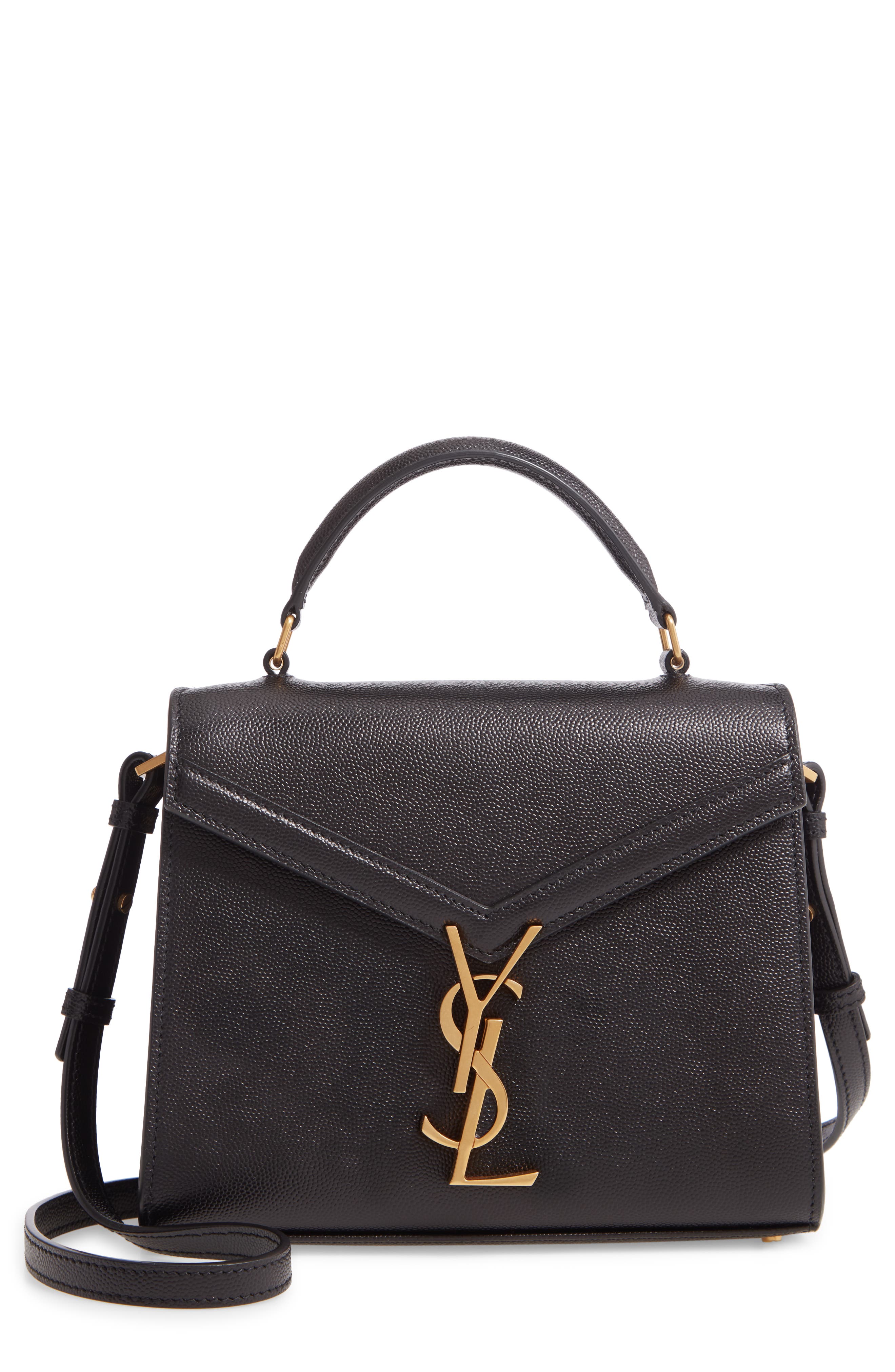 Saint Laurent Mini Cassandra Leather Top Handle Bag, Main, color, 