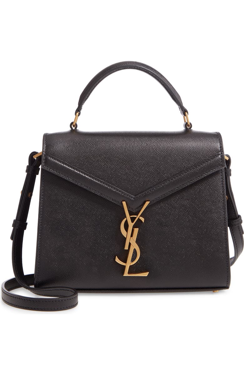 Saint Laurent Mini Cassandra Leather Top Handle Bag, Main, color,
