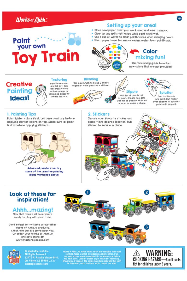 Toy Train Wood Craft & Paint Kit, Alternate, color, Multicolor