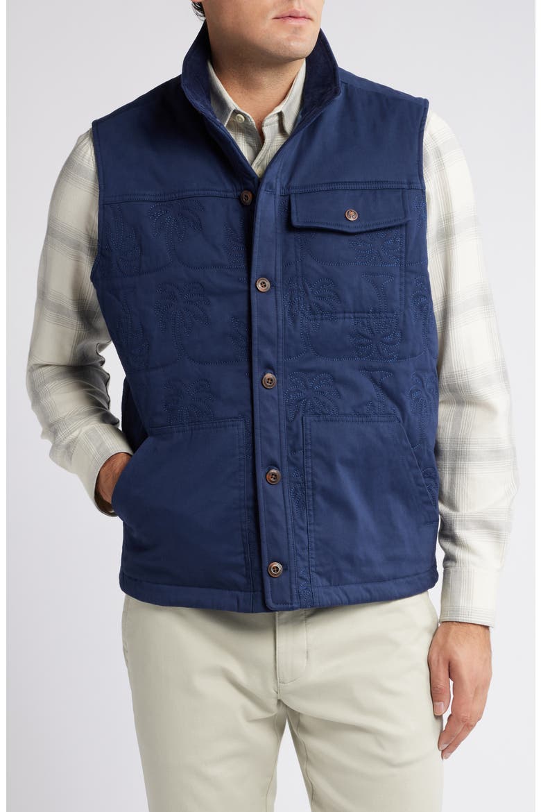 Palisades Palm Quilted Vest, Alternate, color, MARITIME