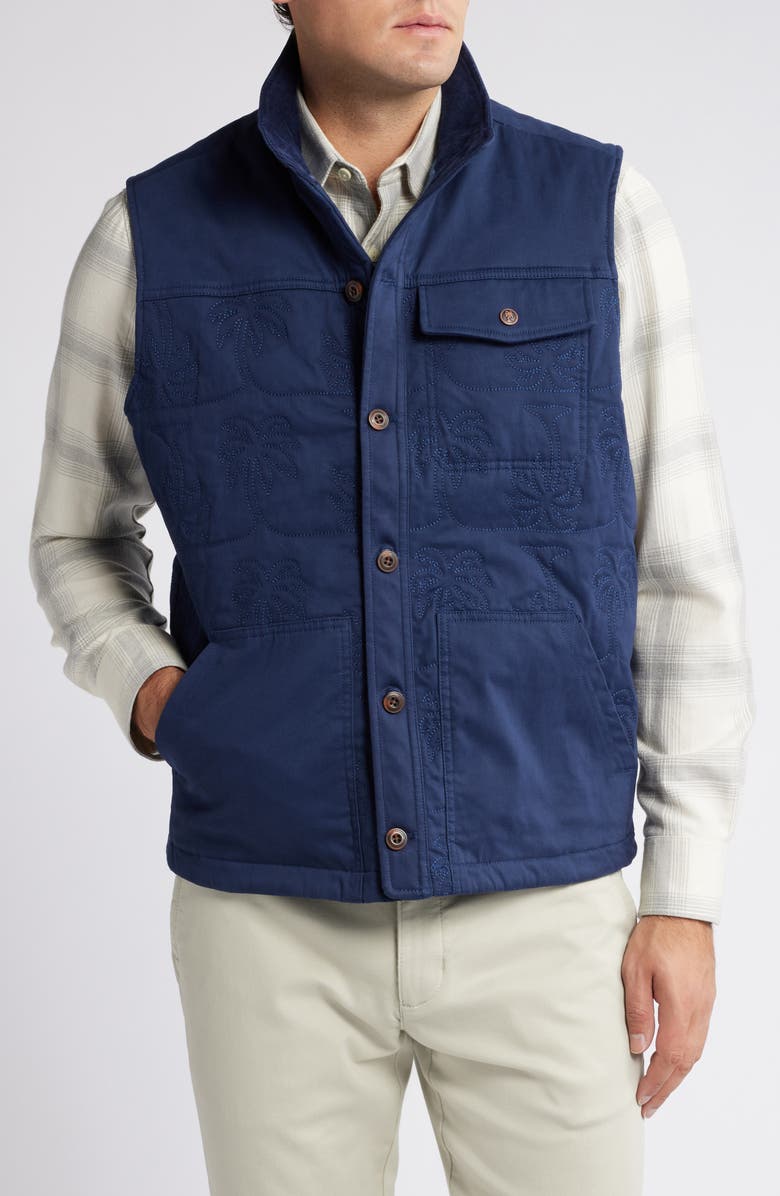 Tommy Bahama Palisades Palm Quilted Vest, Alternate, color, Maritime