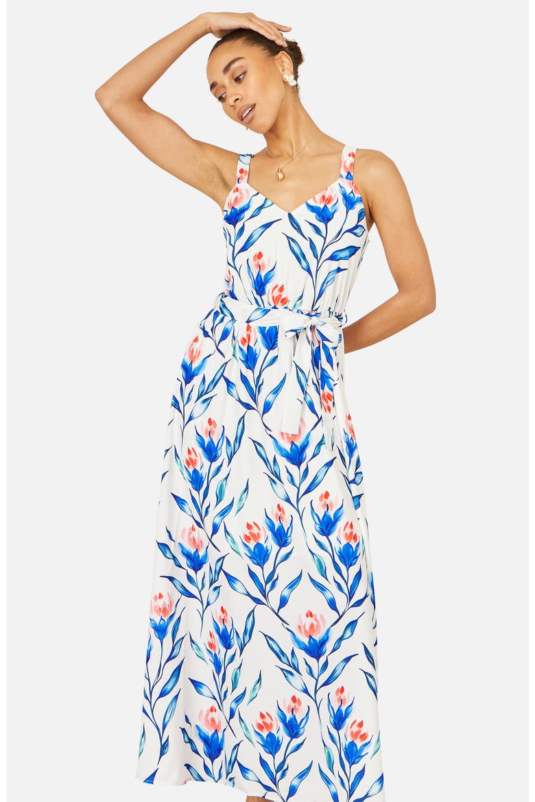 Floral Print Maxi Sun Dress, Alternate, color, White