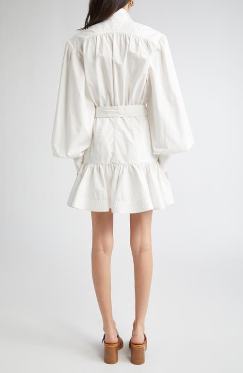 Zimmermann Belted Long Sleeve Cotton Utility Minidress In White