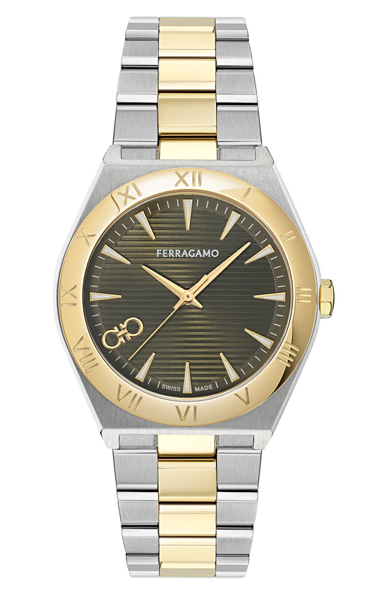 FERRAGAMO Vega Upper East Two-Tone Bracelet Watch, 40mm, Main, color, 