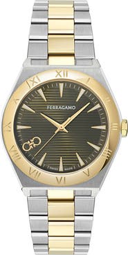 FERRAGAMO Vega Upper East Two-Tone Bracelet Watch, 40mm