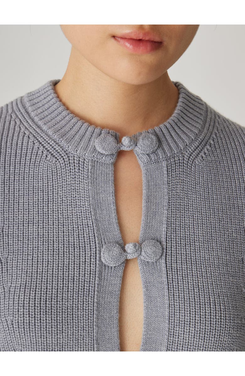 Rebecca Taylor Novlety Wool Peplum Cardi, Alternate, color, Medium Heather Grey