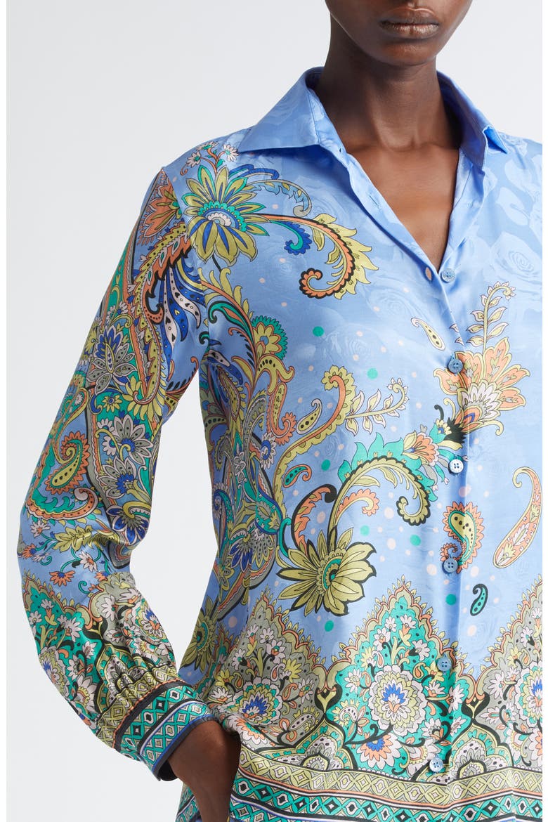 Paisley Jacquard Button-Up Shirt, Alternate, color, PRINT ON BLUE BASE