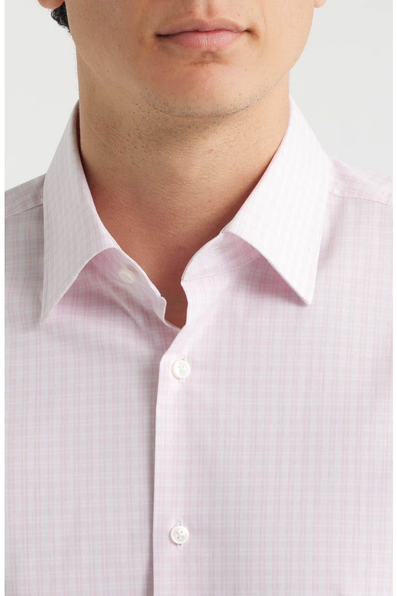 Hank Slim Fit Pink Check Stretch Cotton Dress Shirt, Alternate, color, PINK