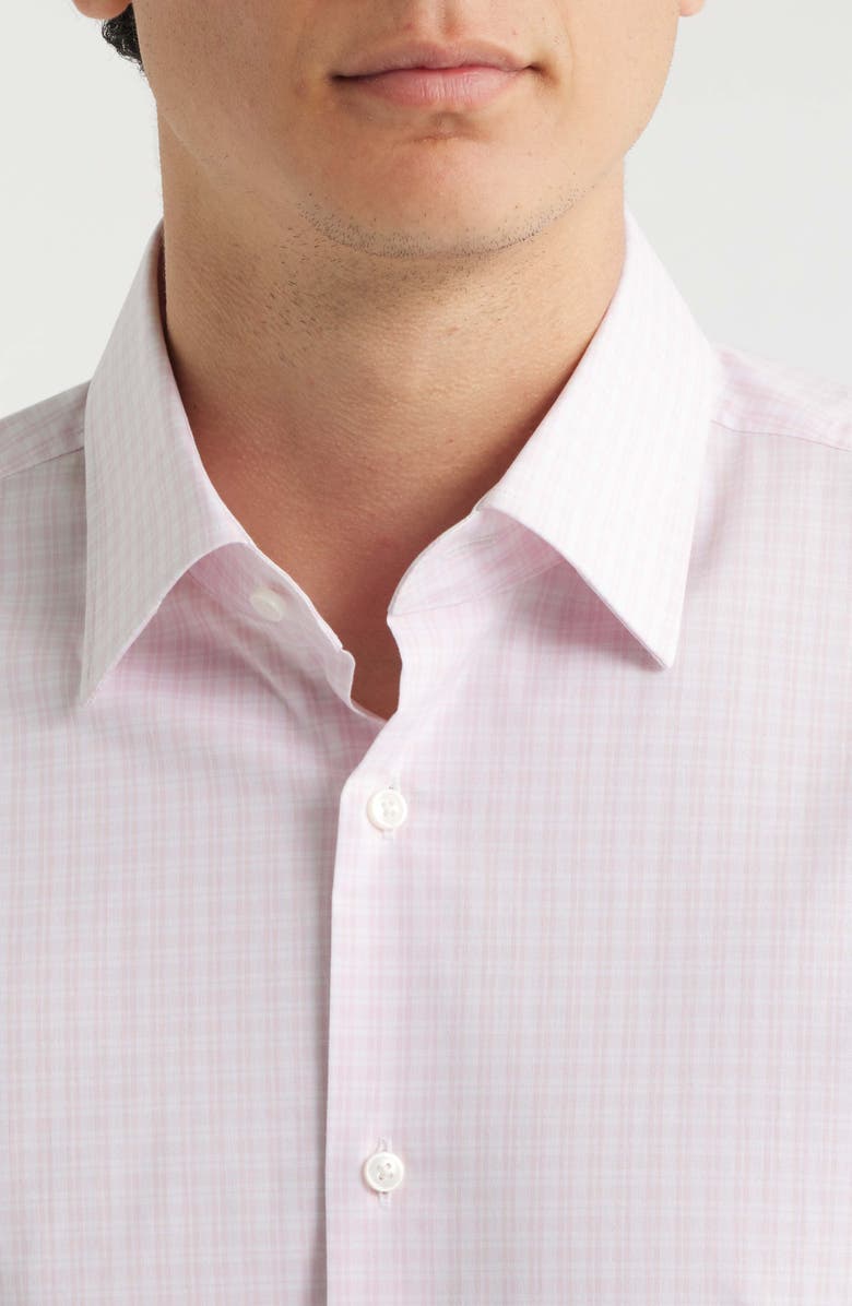 BOSS Hank Slim Fit Pink Check Stretch Cotton Dress Shirt, Alternate, color, Pink