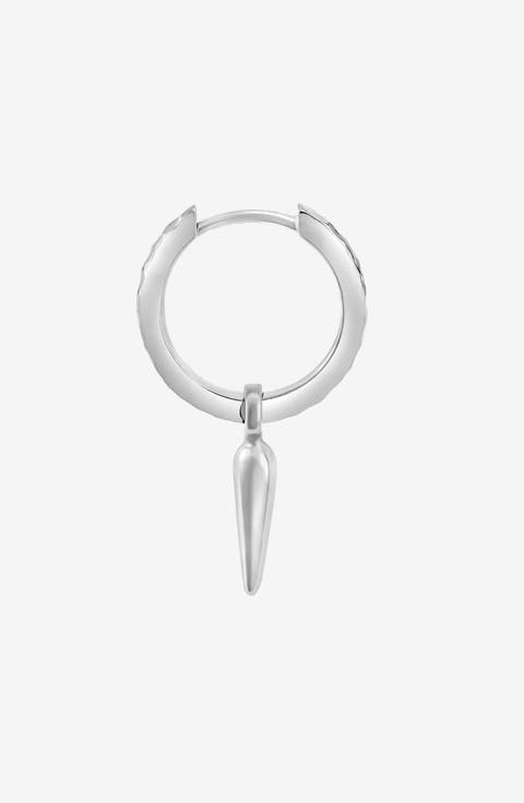 Men's Single Hammered Raindrop Charm Story Hoop