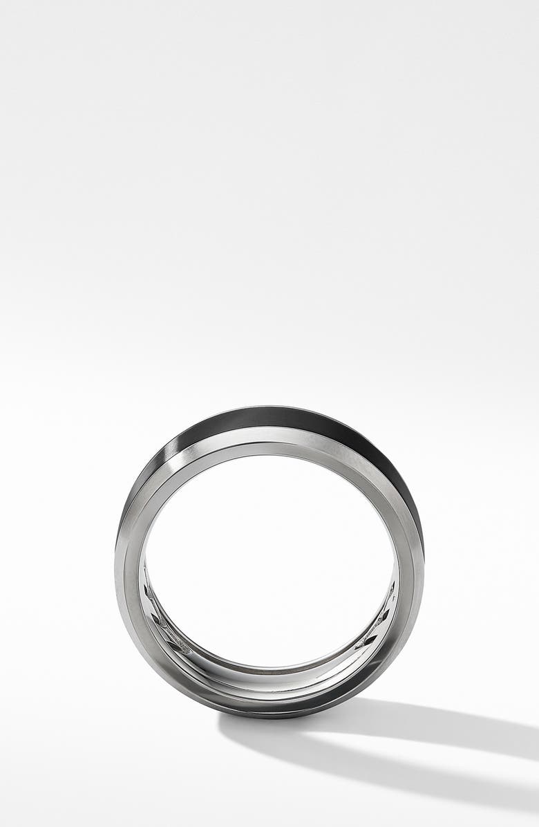 David Yurman Beveled Titanium Band Ring, Alternate, color, Grey Titanium/ Black Titanium
