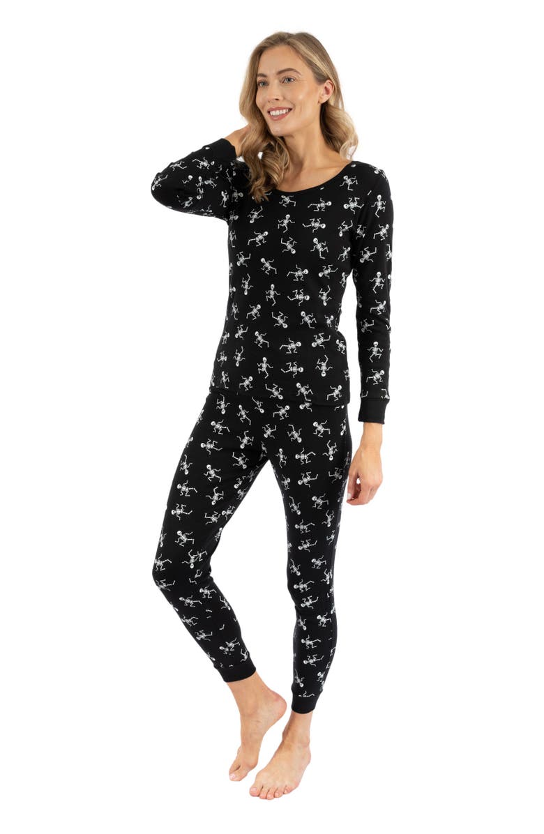 Leveret Women's Cotton Matching Family Halloween Pajamas, Alternate, color, Skeleton Black