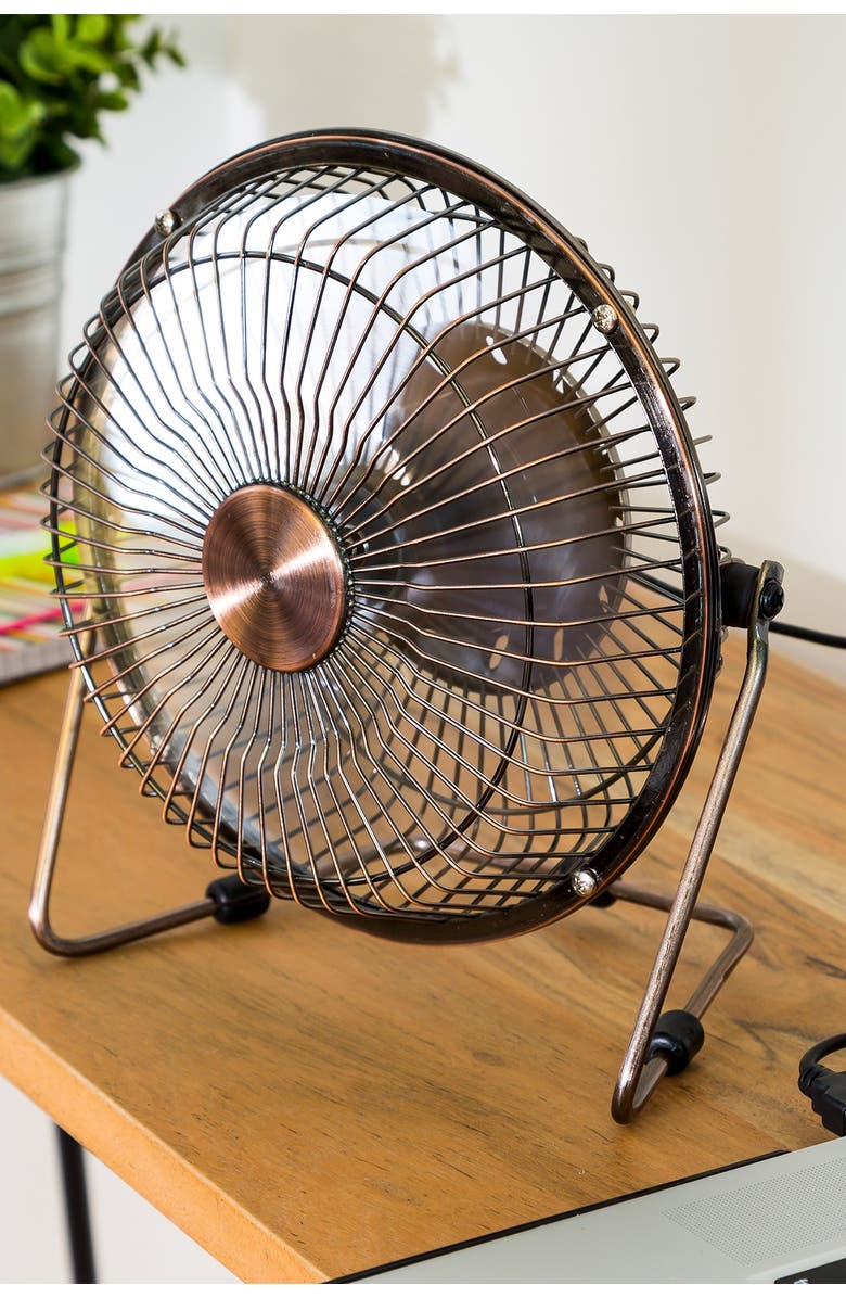 HONEY-CAN-DO Bronze USB Powered Desk Fan, Alternate, color, 