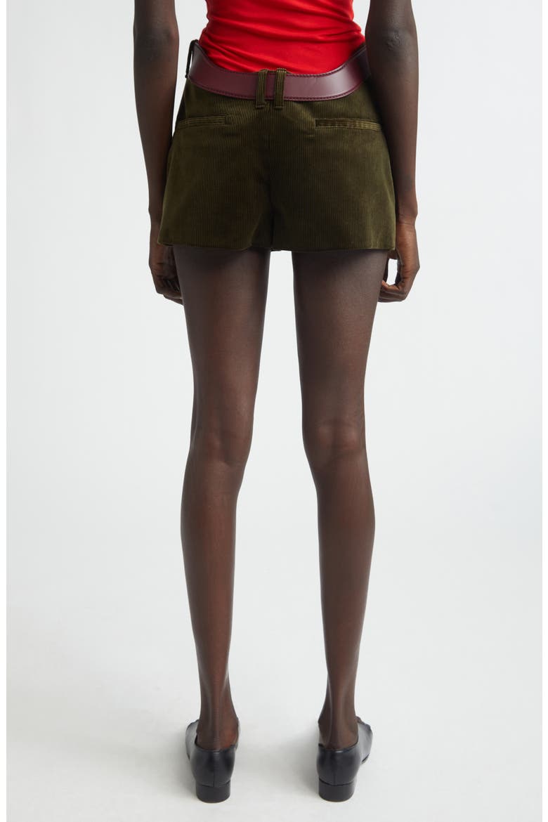 The Curved Belted Corduroy Shorts, Alternate, color, OLIVE GREEN