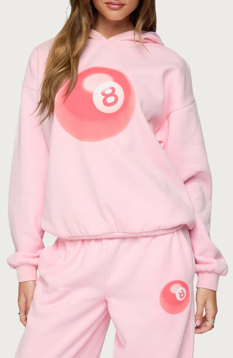 EDIKTED Lucky 8 Oversize Hoodie, Main, color, Light-Pink