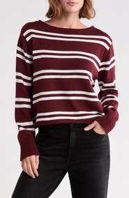 Vigoss Stripe Boat Neck Crop Sweater