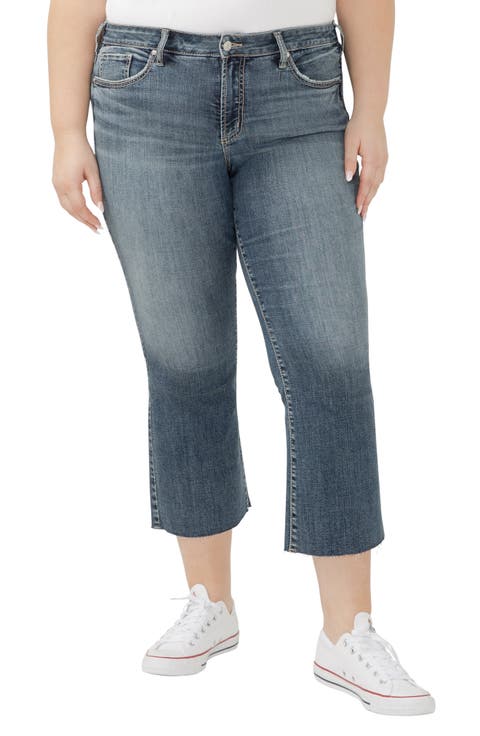 Suki Curvy Raw Hem Mid Rise Kick Flare Jeans (Glory) (Plus)