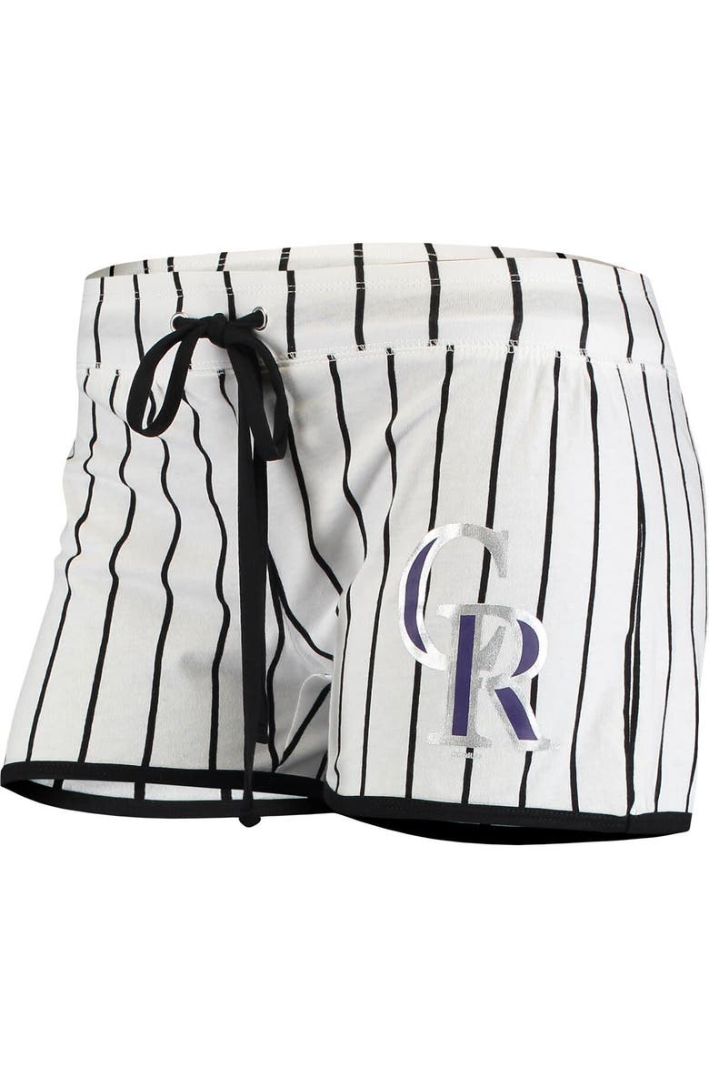 CONCEPTS SPORT Women's Concepts Sport White Colorado Rockies Vigor Pinstripe Sleep Short, Alternate, color, White