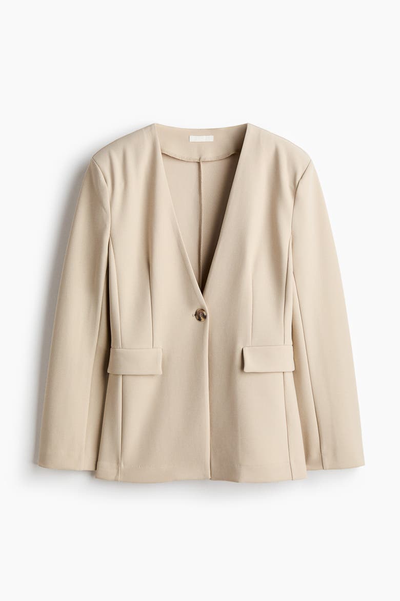 Collarless Jersey Blazer, Alternate, color, Beige