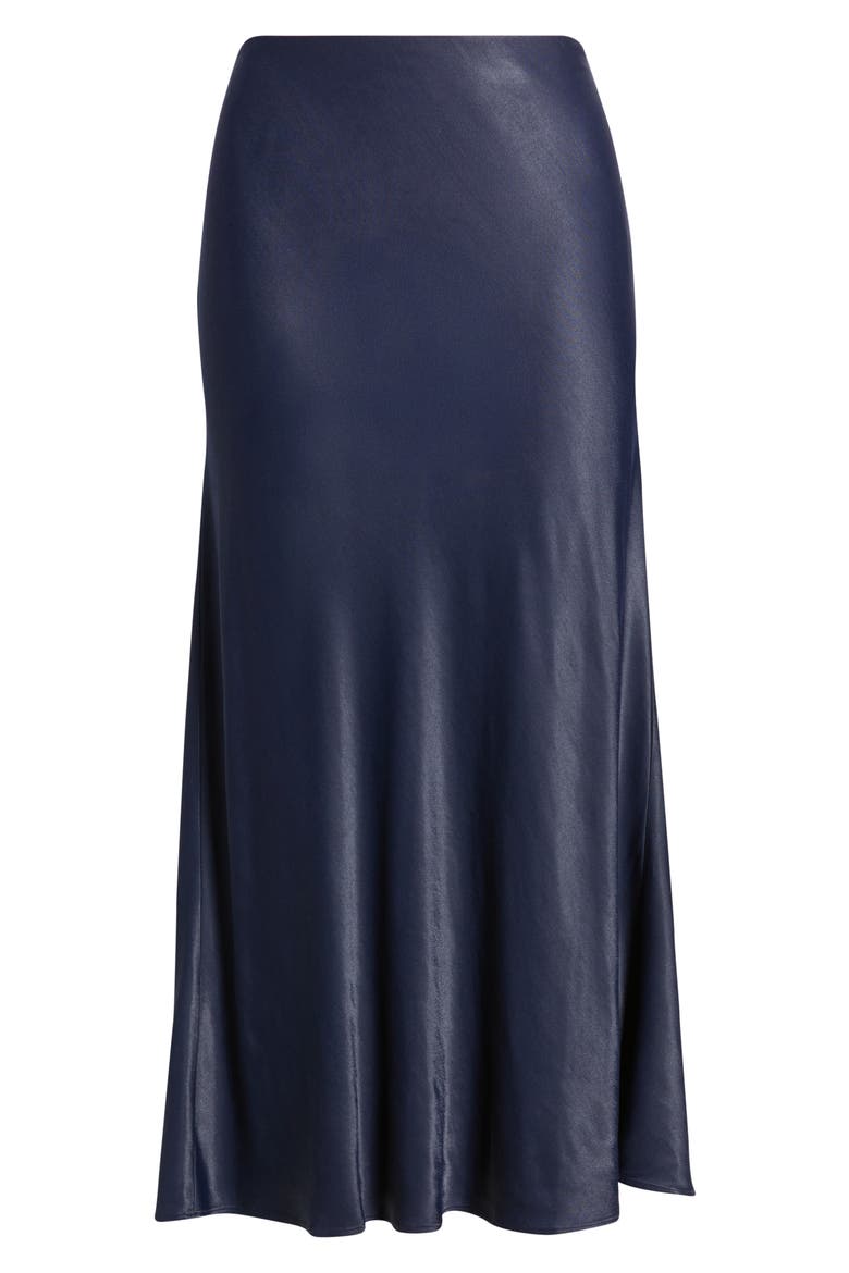 Bias Cut Satin Skirt, Alternate, color, NAVY NIGHT