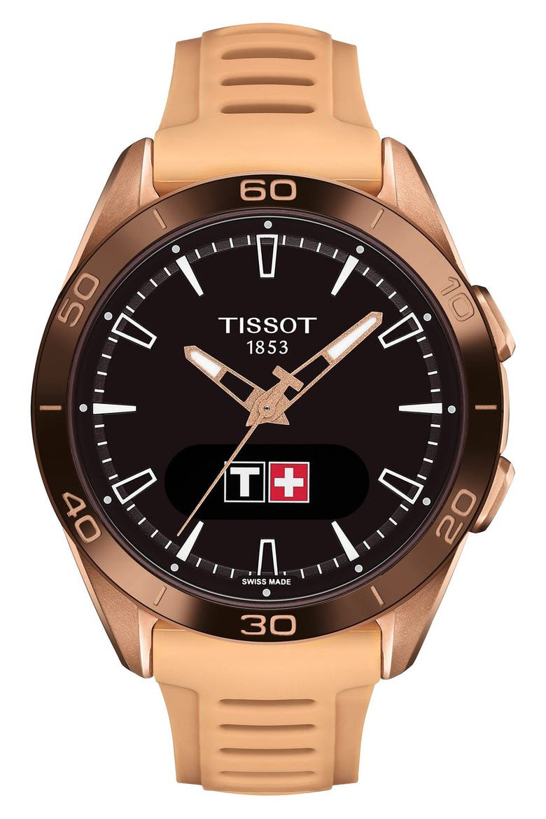T-Touch Connect Sport Solar Smart Silicone Strap Watch, 42mm, Main, color, BEIGE