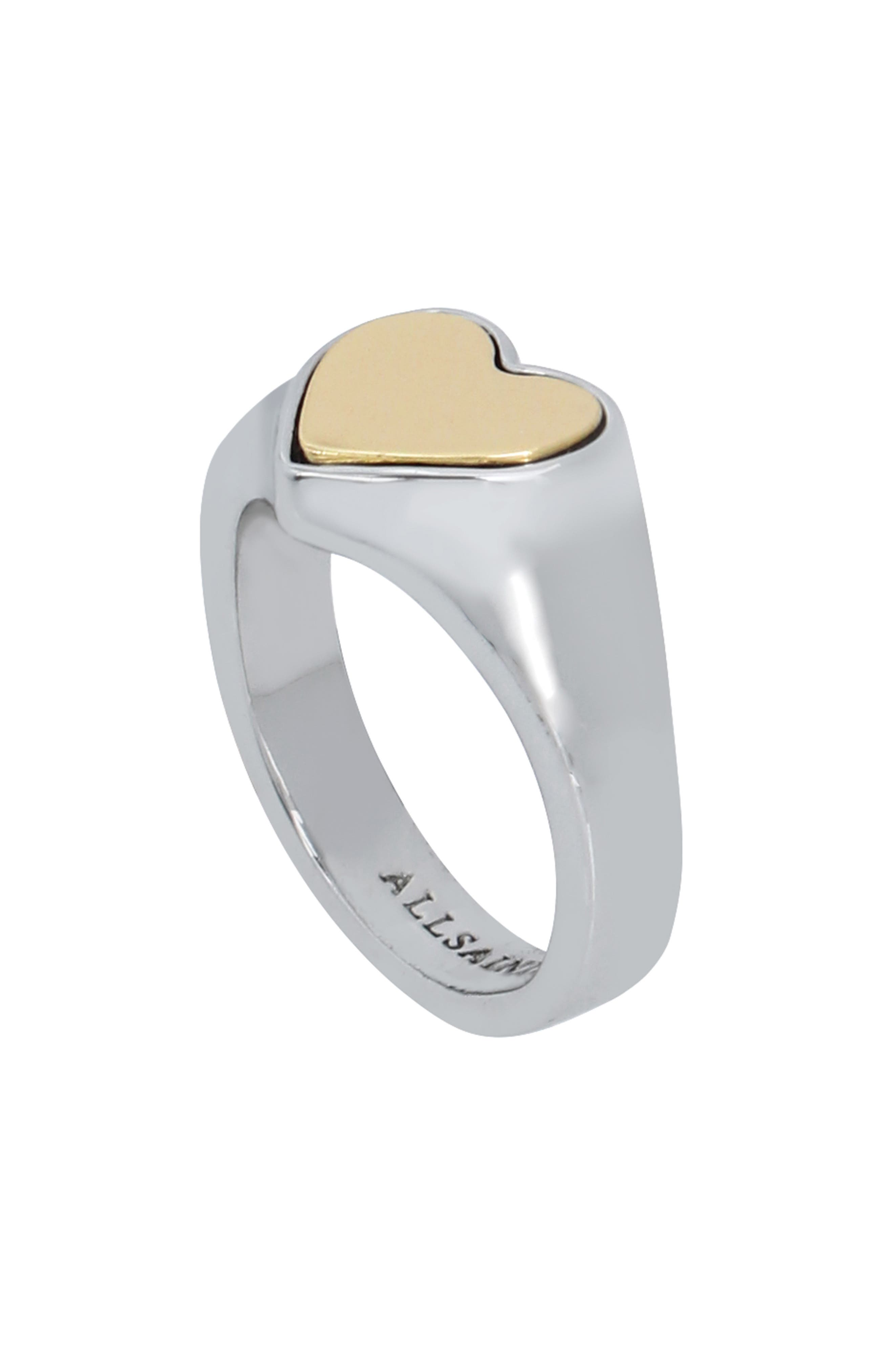 AllSaints Two-Tone Heart Signet Ring (Women) | Nordstromrack
