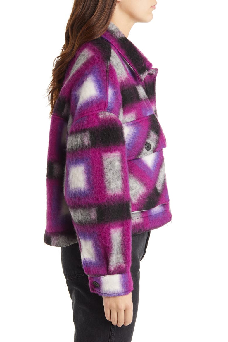 Plaid Crop Wool Blend Shacket, Alternate, color, LUCK FINDER