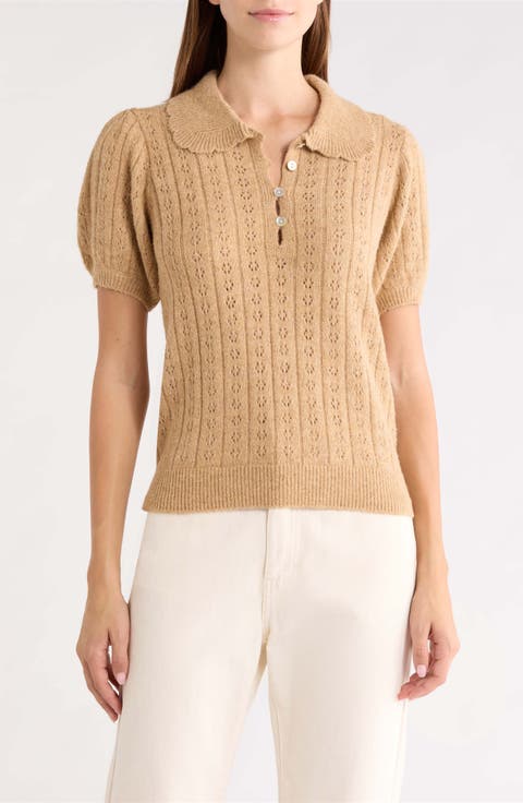 Sophie Pointelle Polo Sweater
