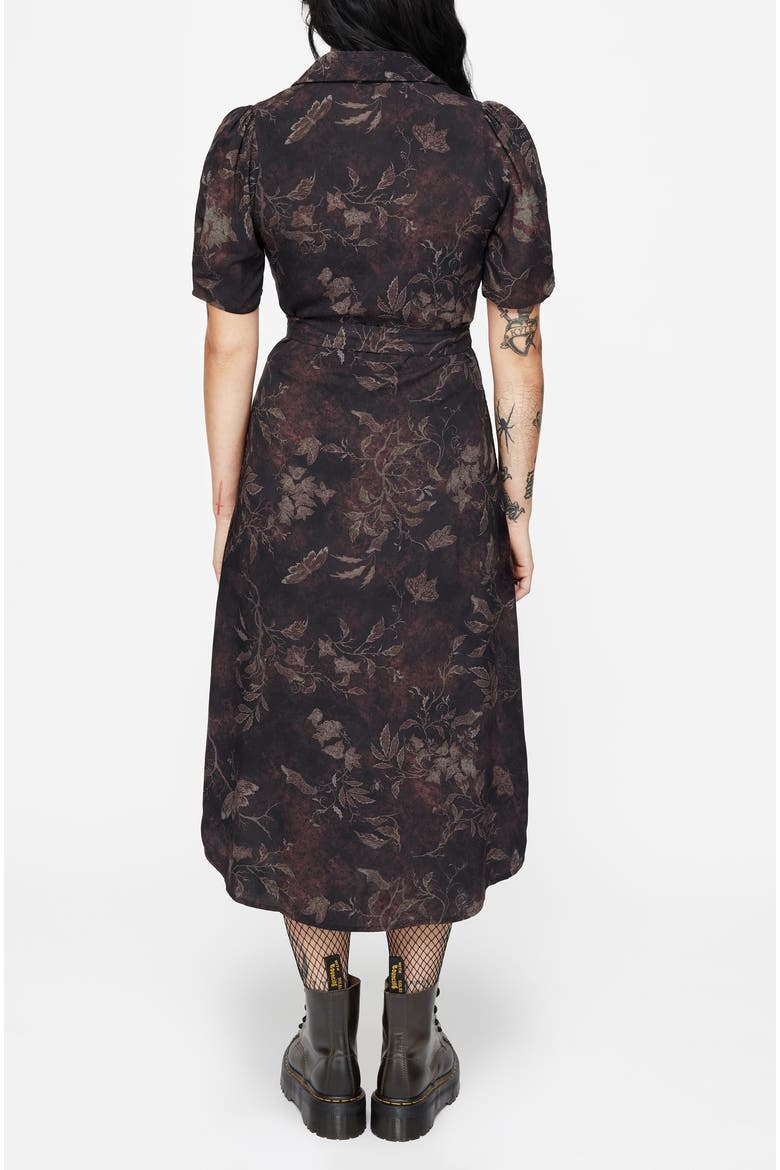 Ashmire Moth Print Tie-Waist Shirt Dress, Alternate, color, Black