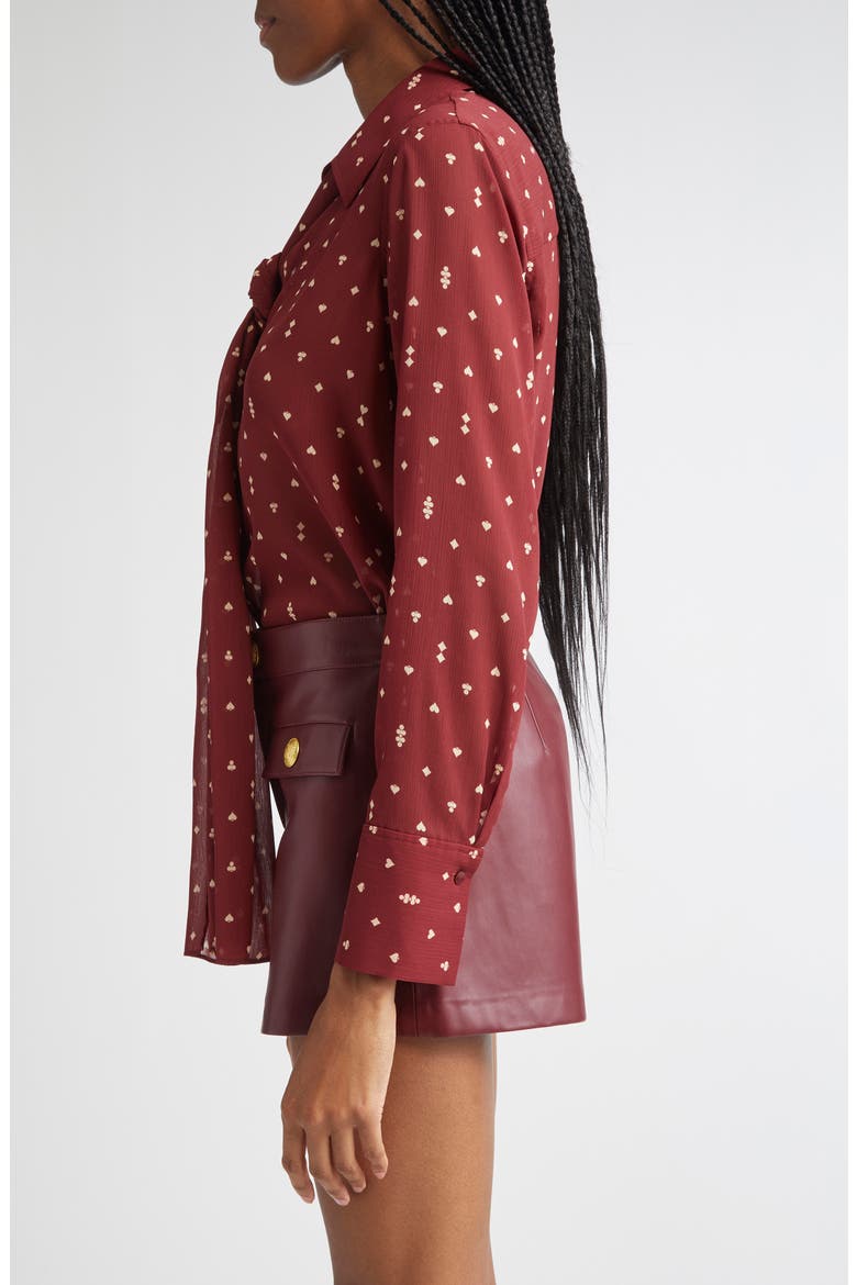 Basil Tie Neck Shirt, Alternate, color, BLACK CHERRY