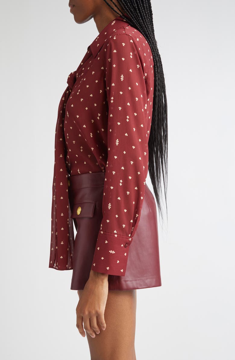 L'AGENCE Basil Tie Neck Shirt, Alternate, color, Black Cherry