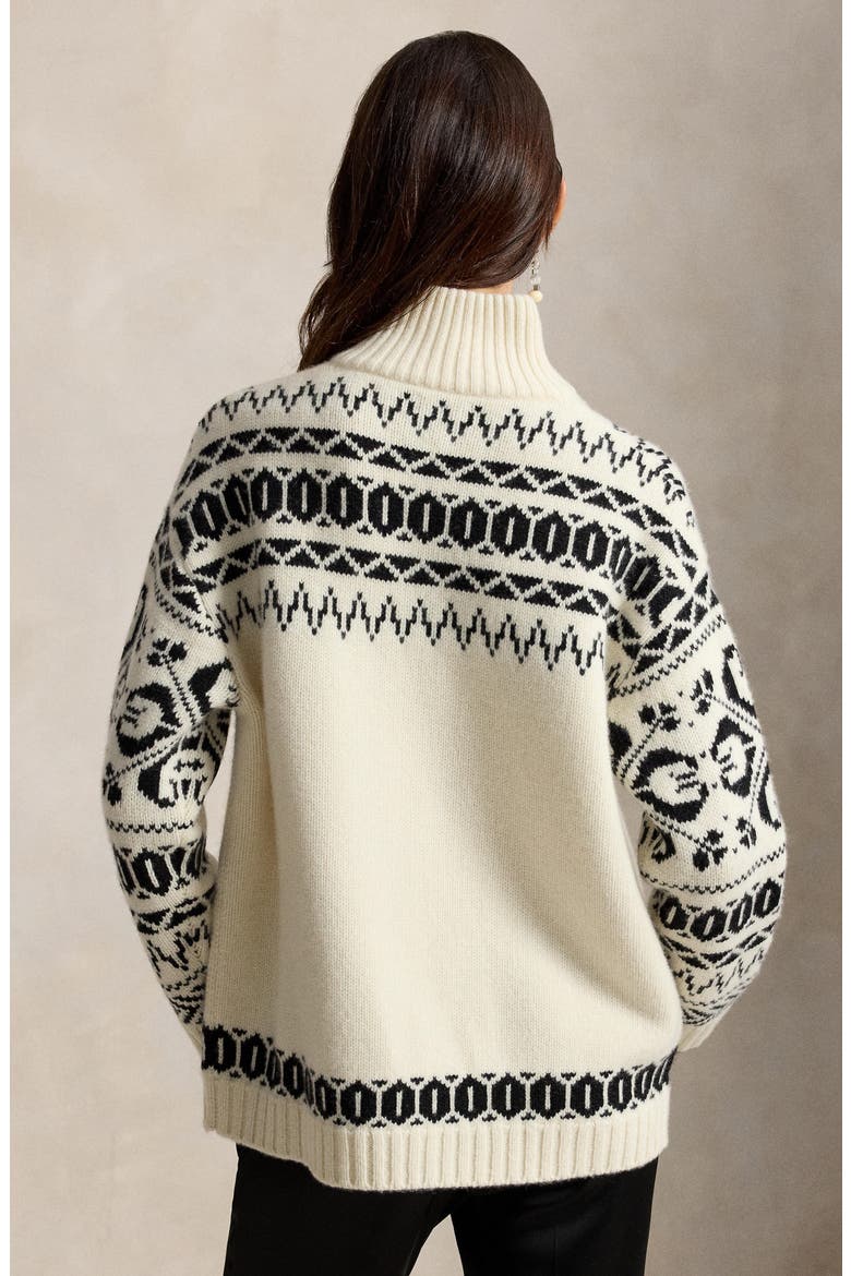 Intarsia Bear Half Zip Sweater, Alternate, color, WHITE