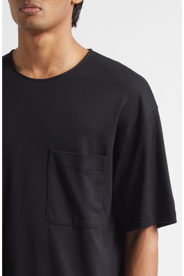 Relaxed Fit Cotton & Silk T-Shirt, Alternate, color, BLACK