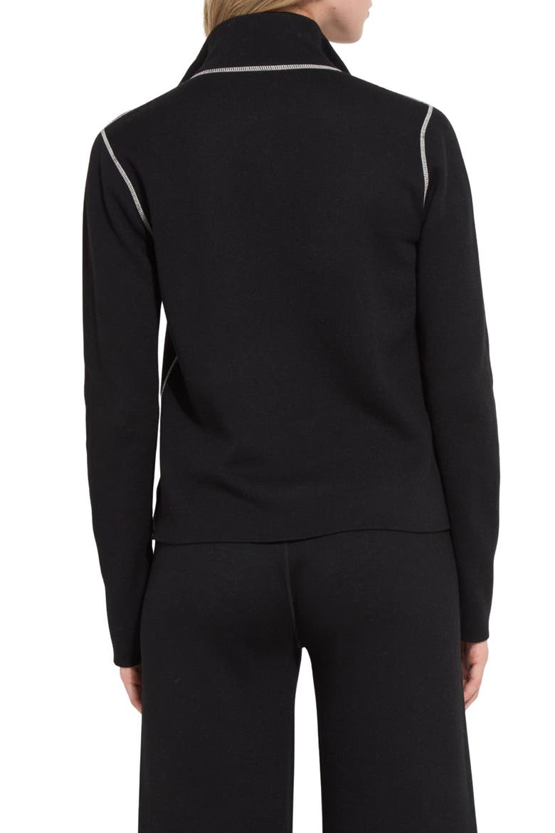 Reversible Cashmere Blend Half-Zip Sweater, Alternate, color, BLACK/ PEARL GREY MELANGE