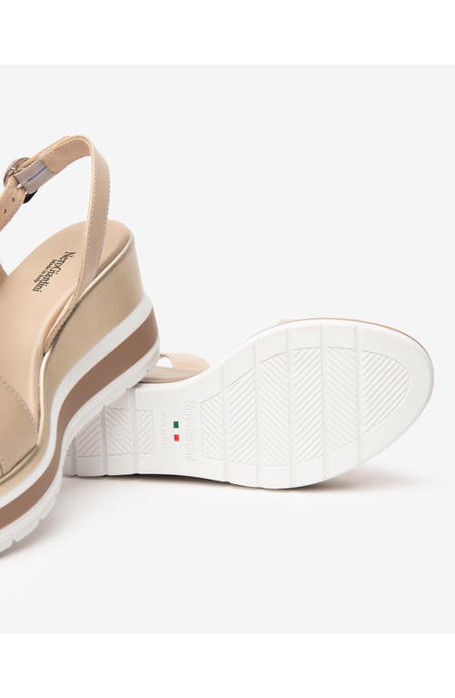 Nerogiardini Leather Wedge Slingback Sandals In Neutral