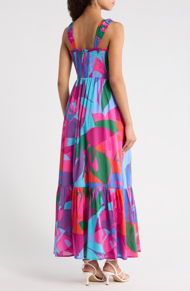 SUGARLIPS Vemmy Abstract Tayla Smocked Maxi Dress, Alternate, color, Magenta-Blue-Green