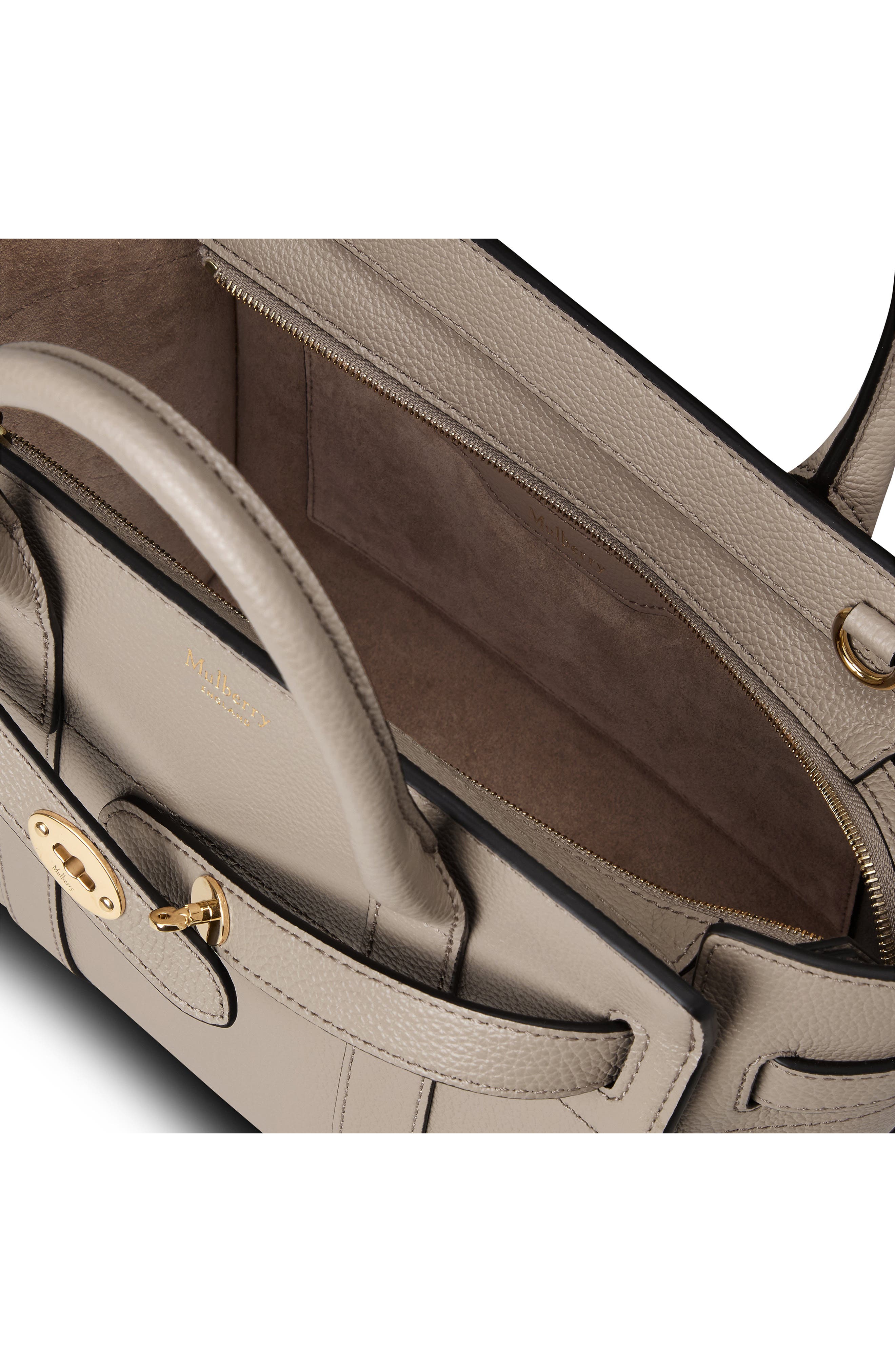 Mini Zipped Bayswater Leather Tote, Alternate, color, CASHMERE TAUPE