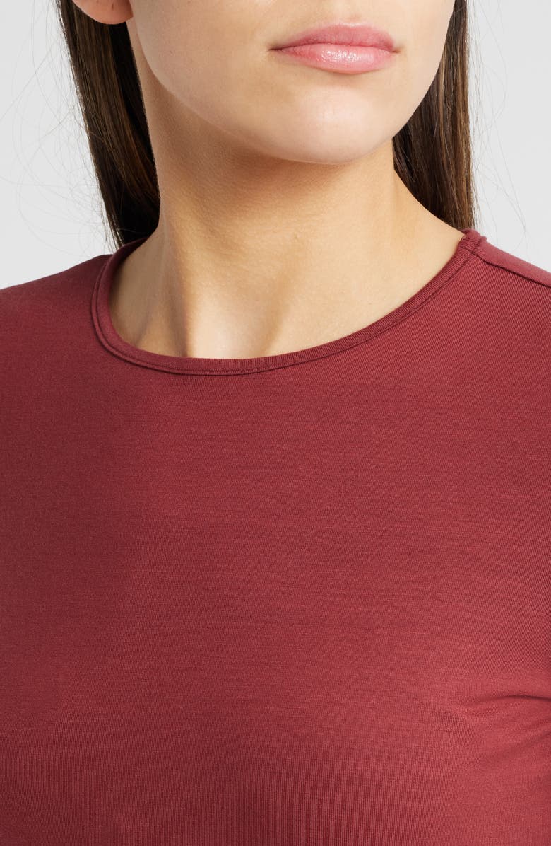 Reformation Tommie Long Sleeve Stretch Dress, Alternate, color, Chianti