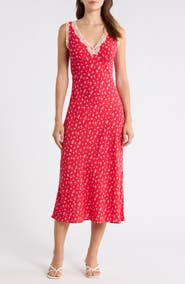 Lucky Brand Simone Lace Detail Ditsy Slipdress