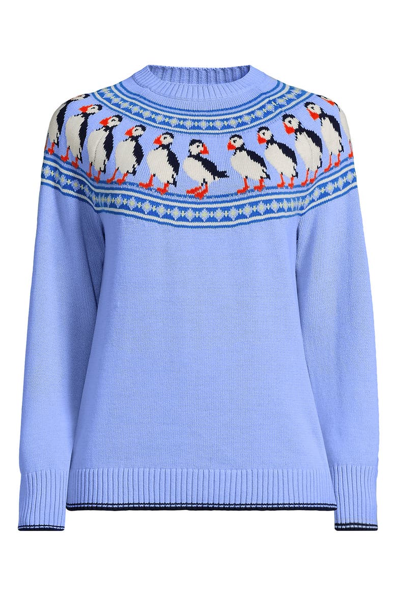 Drifter Jacquard Raglan Crew Neck Sweater, Alternate, color, Puffins/Blue