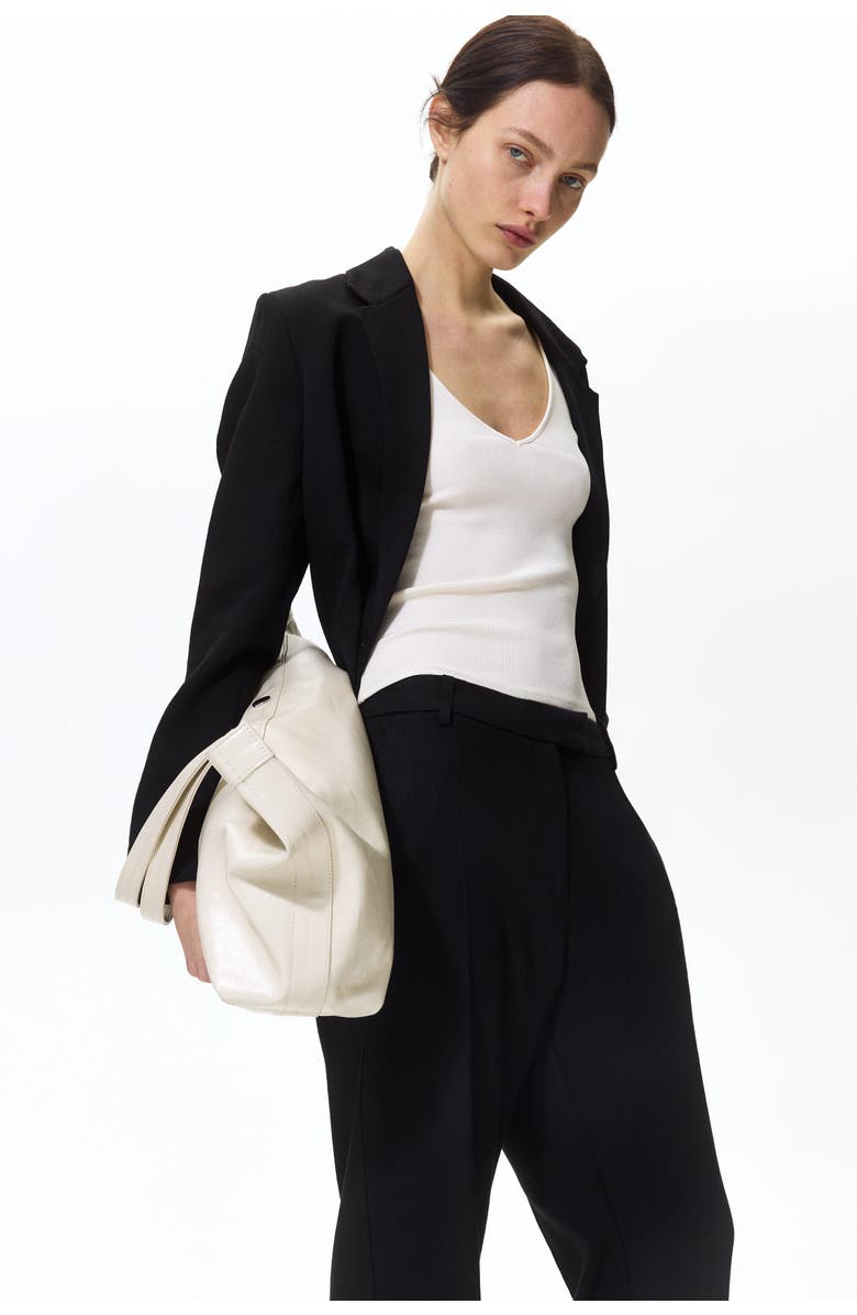 H&M Linen-blend Tailored Trousers, Alternate, color, Black