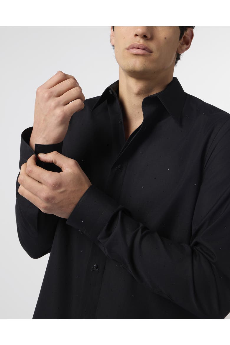 Sugar Daddy Cut Shirt All-Over Strass Men, Alternate, color, black/black