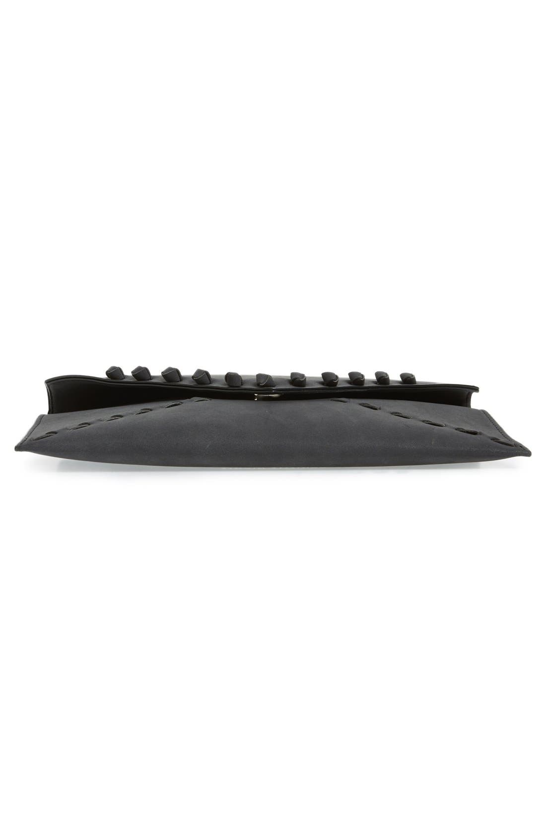 'Tina' Faux Leather Envelope Clutch, Alternate, color, BLACK