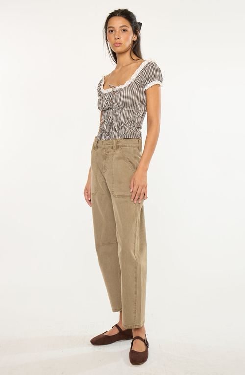Kancan Serene Low Slung Barrel Jeans In Brown
