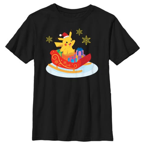 Boy's Pokemon Christmas Pikachu Sleigh  Graphic T-Shirt