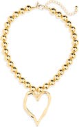 Kenneth Jay Lane Open Heart Bead Pendant Necklace