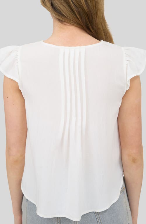 Blu Pepper Pin Tuck Pleat Ruffle Top In White