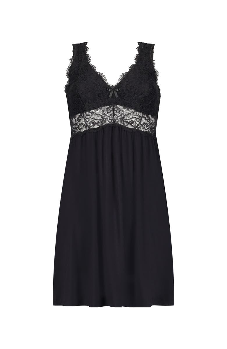 Hunkemöller Nora Lace Slip Dress, Alternate, color, Black
