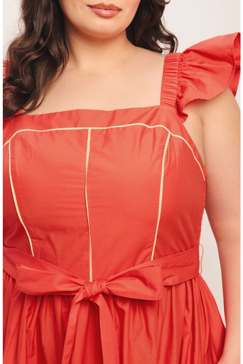 Tie Waist Maxi Sundress, Alternate, color, CORAL RED