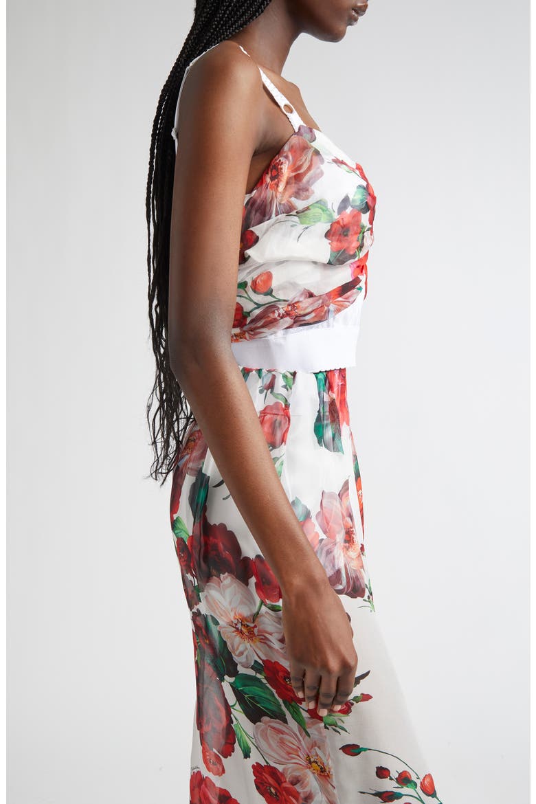 Rose Print Chiffon & Marquisette Bustier Top, Alternate, color, WHITE PRINT FLOWER